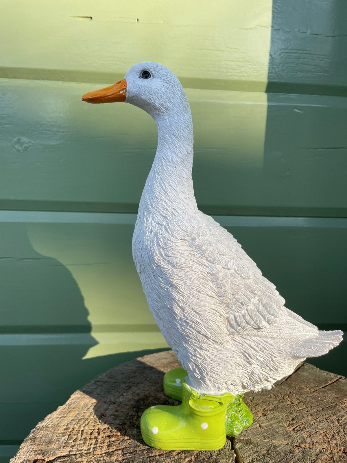 Gans groene regenlaarsjes beeld tuin vijver zwembad, Ophalen of Verzenden, Nieuw, Kunststof, Dierenbeeld