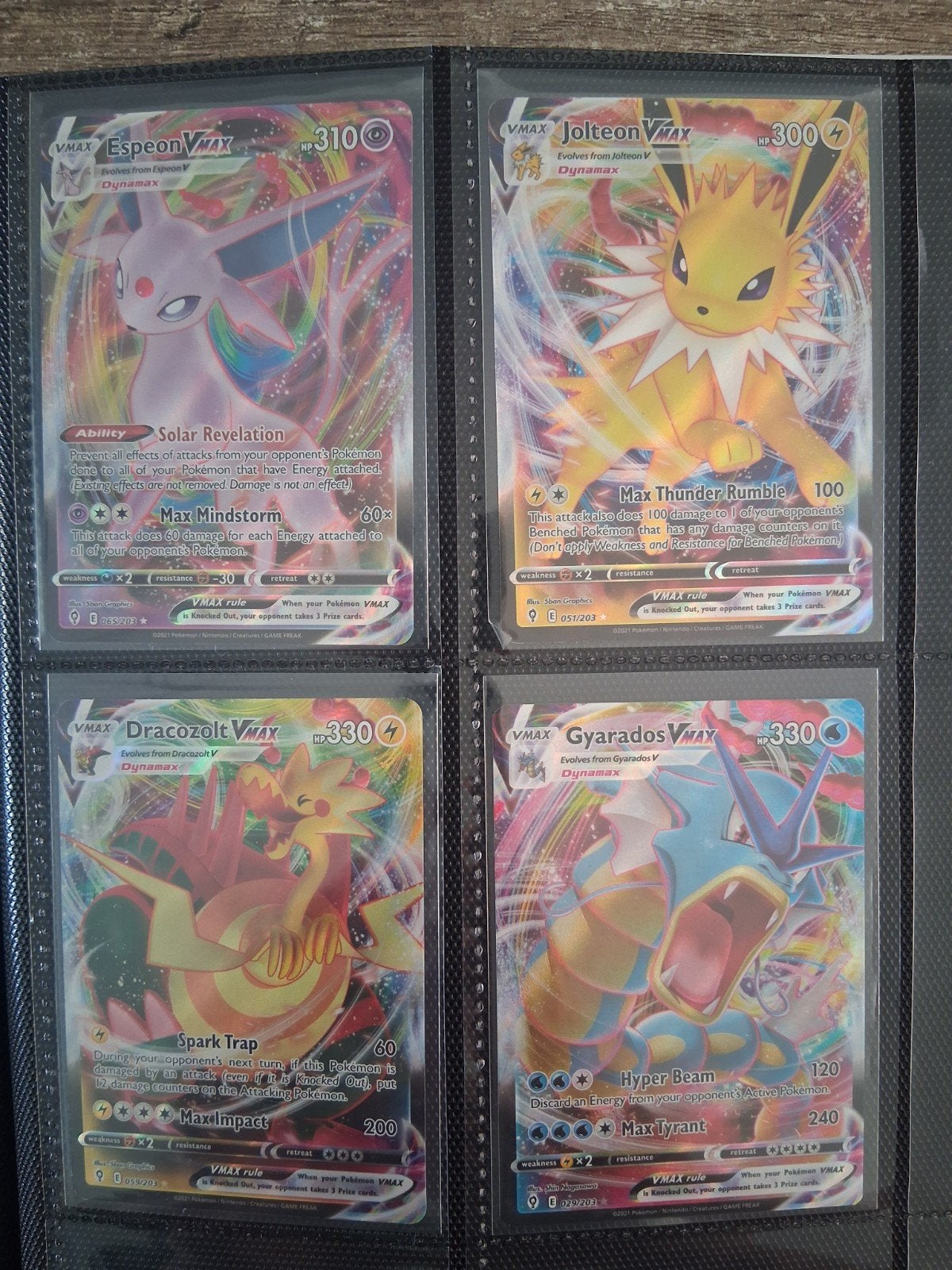 Pokémon VMAX Kaarten: Gyarados, Espeon, Jolteon, Dracozolt, Ophalen of Verzenden, Zo goed als nieuw, Meerdere kaarten
