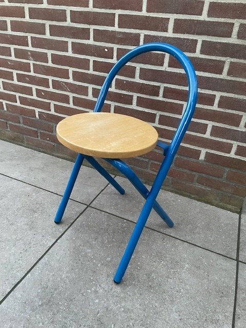Kruk met rugleuning, inklapbaar      (zithoogte 44,5 cm), Huis en Inrichting, Krukjes, Ophalen of Verzenden, Gebruikt, Overige materialen