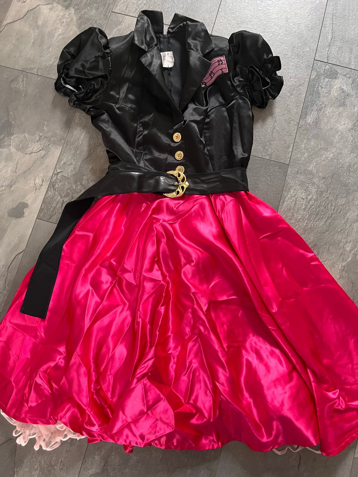 Roze en zwart carnavalskostuum rock n roll jurk - Maat M, Carnaval, Zo goed als nieuw, Kleding, Ophalen