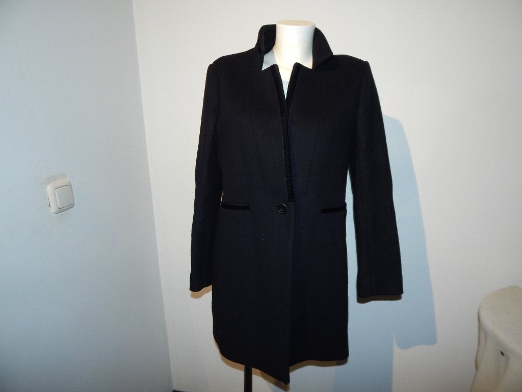 Maje nette zwart mantel deel wol fluweel achtige afwerking42, Verzenden, Zwart, Maat 42/44 (L), Maje