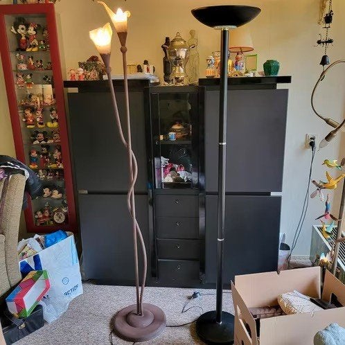 2 staande lampen, zwart en bruin, Ophalen, 150 tot 200 cm