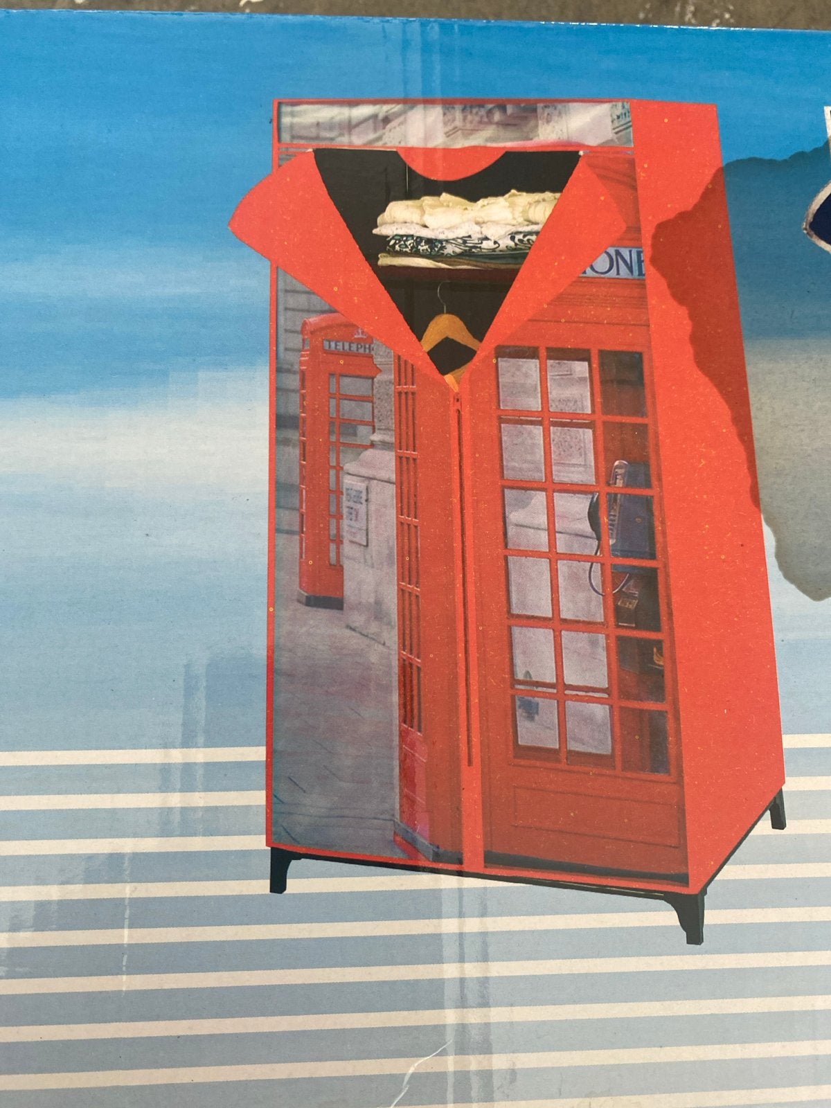 Garderobekast met plank, Londense telefooncel design, Nieuw, 150 tot 200 cm, 25 tot 50 cm, Overige materialen