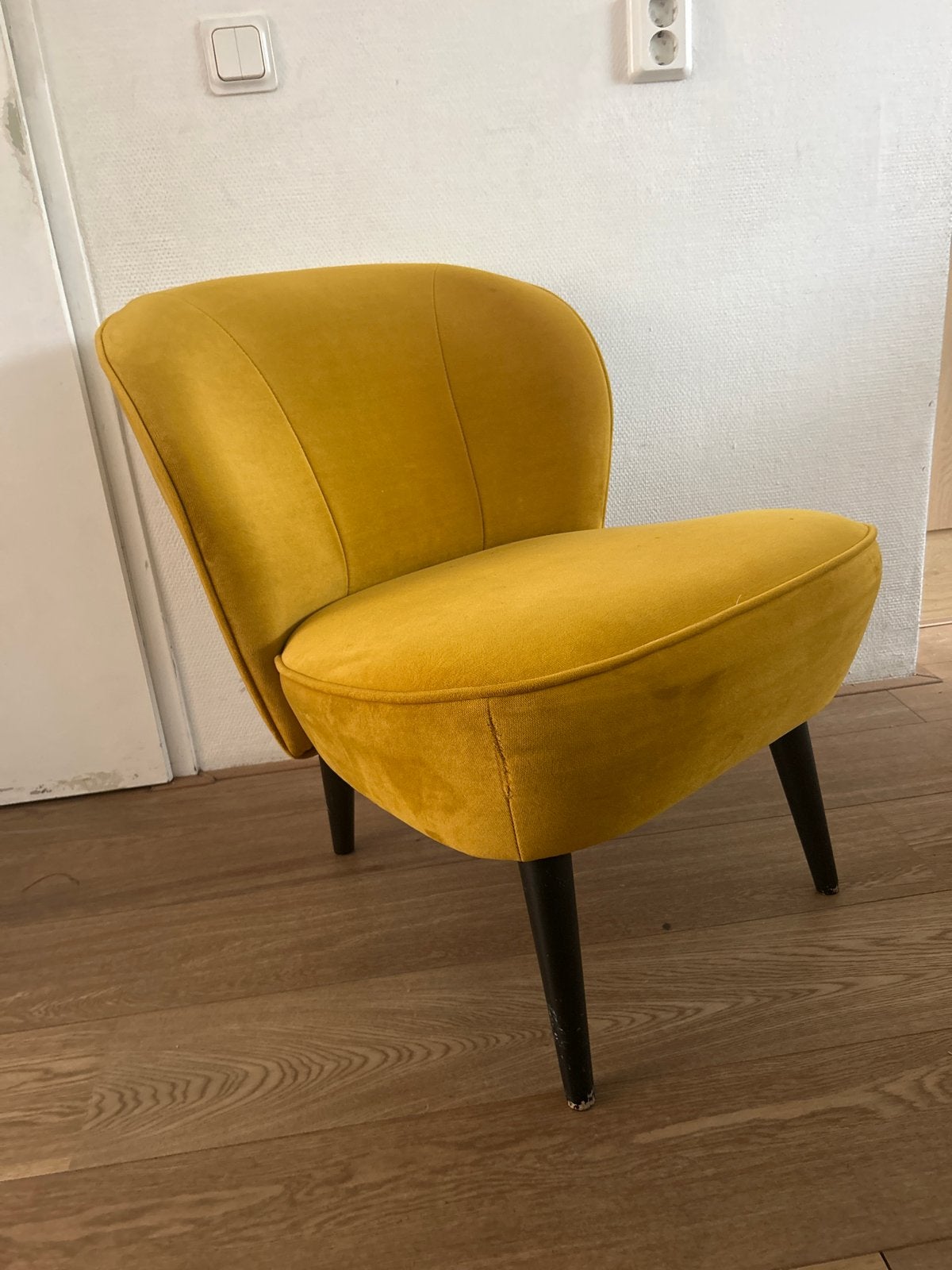 Okergele fauteuil Woood, Ophalen, Gebruikt, Minder dan 75 cm, Stof