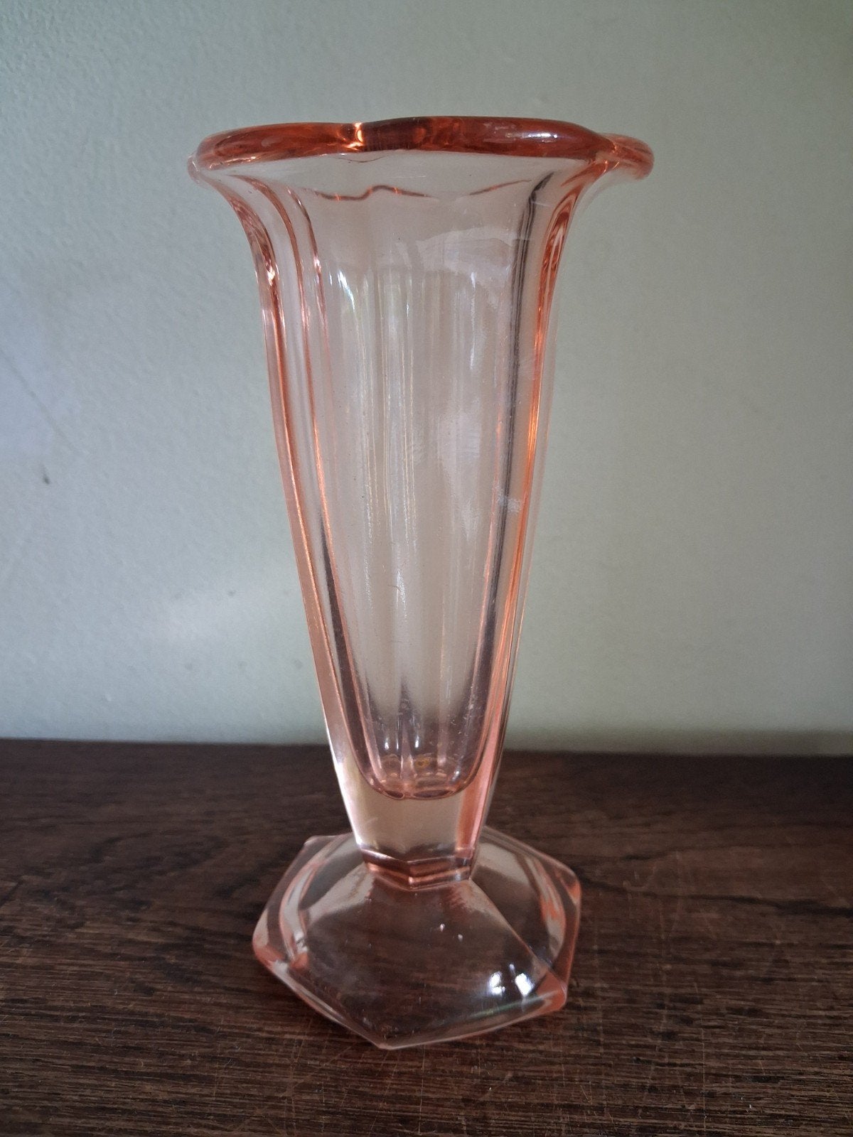 Roze persglas Art Deco vaasje, Ophalen of Verzenden