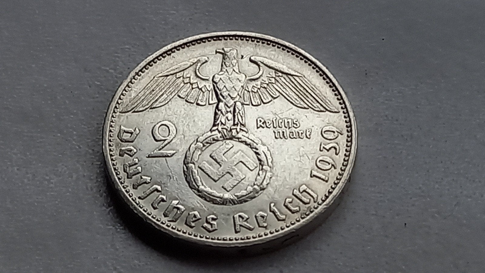 WO2 2 Reichsmark 1939F zilver nazi duitsland, Ophalen of Verzenden, Duitsland, Losse munt, Zilver