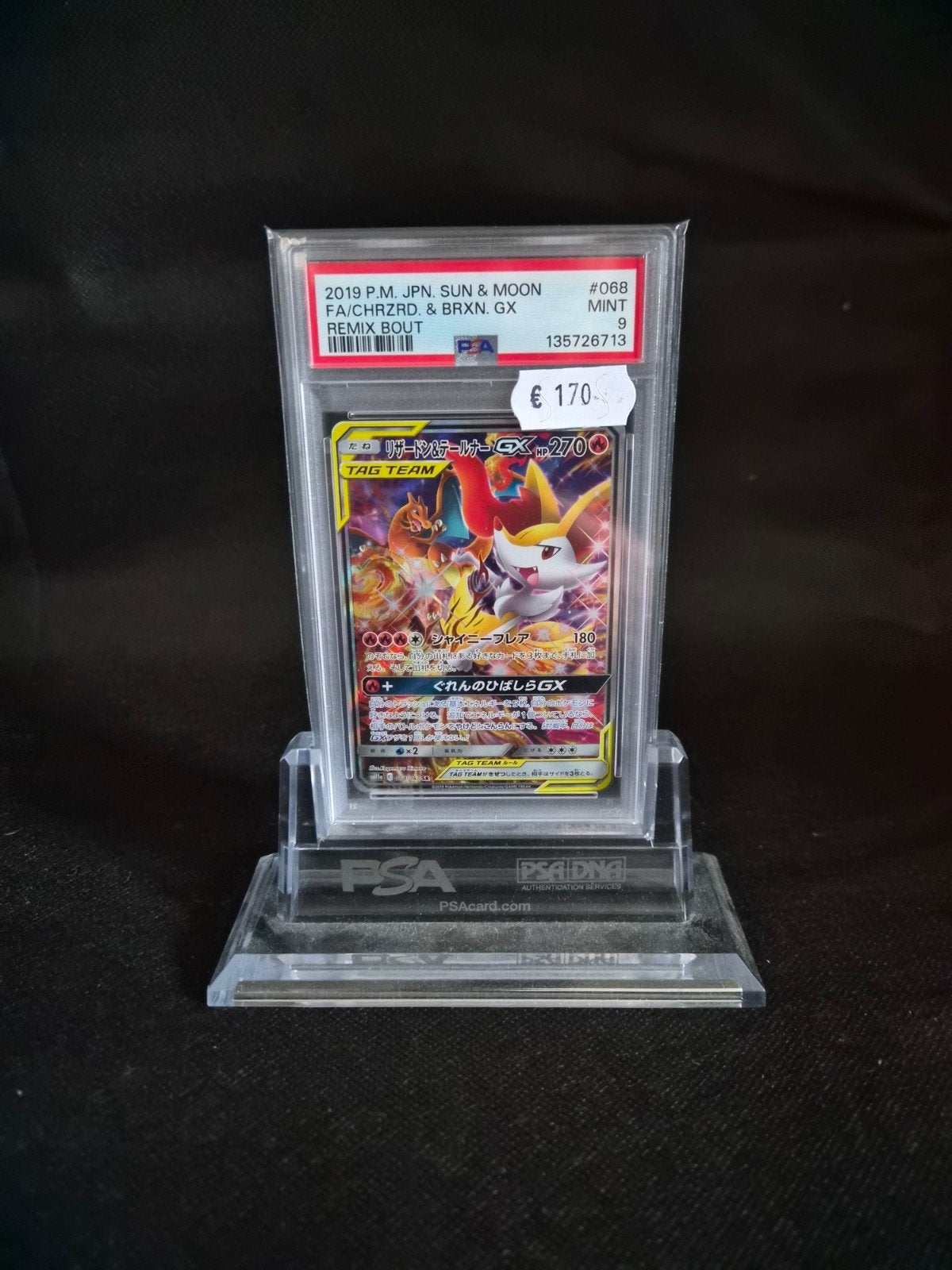 Charizard Braixen GX PSA 9 - Japanse Pokémon Kaart, Ophalen of Verzenden, Zo goed als nieuw, Losse kaart