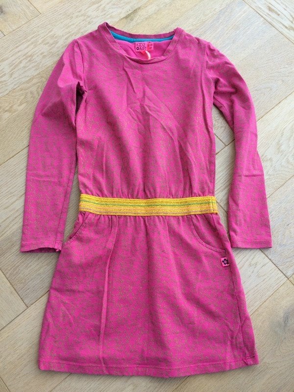 Leuk zgan roze met goud jurkje Kidz Art 122/128, Kidz Art, Meisje, Ophalen of Verzenden, Zo goed als nieuw