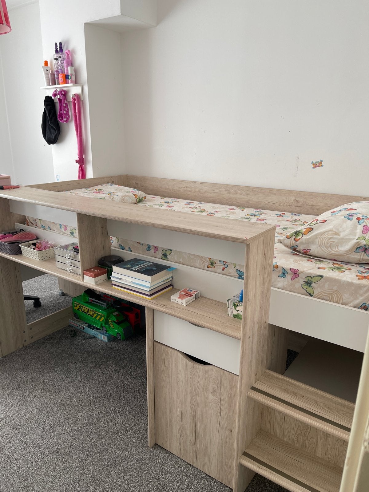 Halfhoogslaper met bureau en opbergruimte - 90x200cm, 90 cm, Eenpersoons, Nieuw, Ophalen of Verzenden