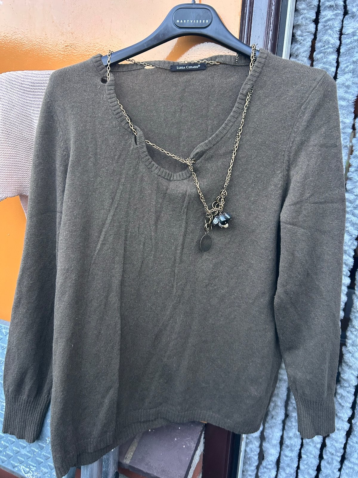 Luisa Cerano wollen trui met ketting, Kleding | Dames, Ophalen of Verzenden, Gedragen, Maat 42/44 (L), Groen