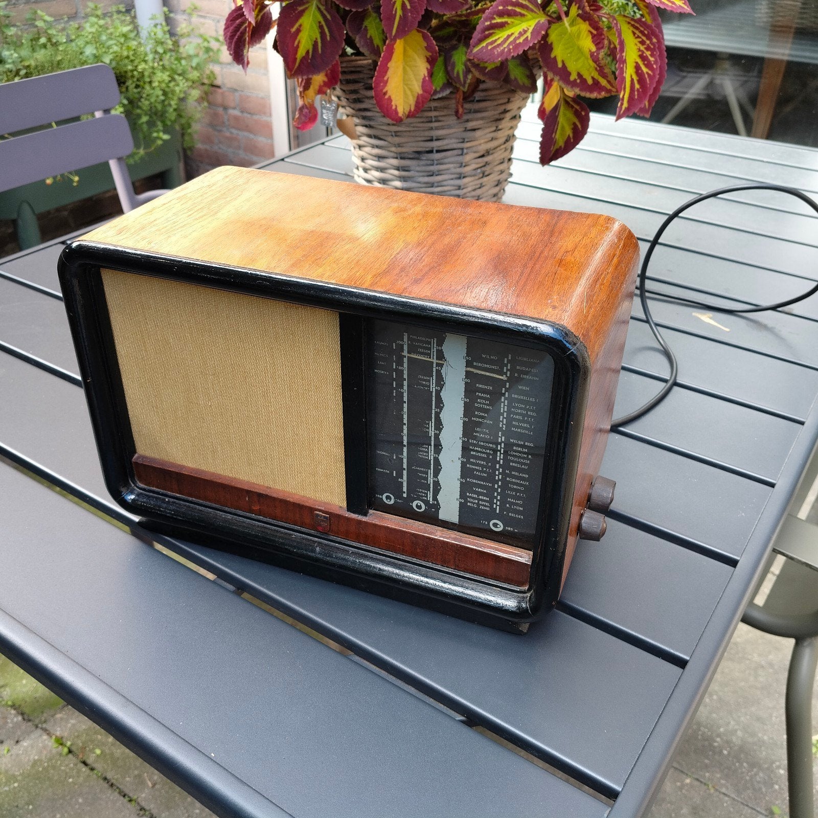 Philips radio type 214U - uit België 1942, Ophalen of Verzenden, Gebruikt, Radio