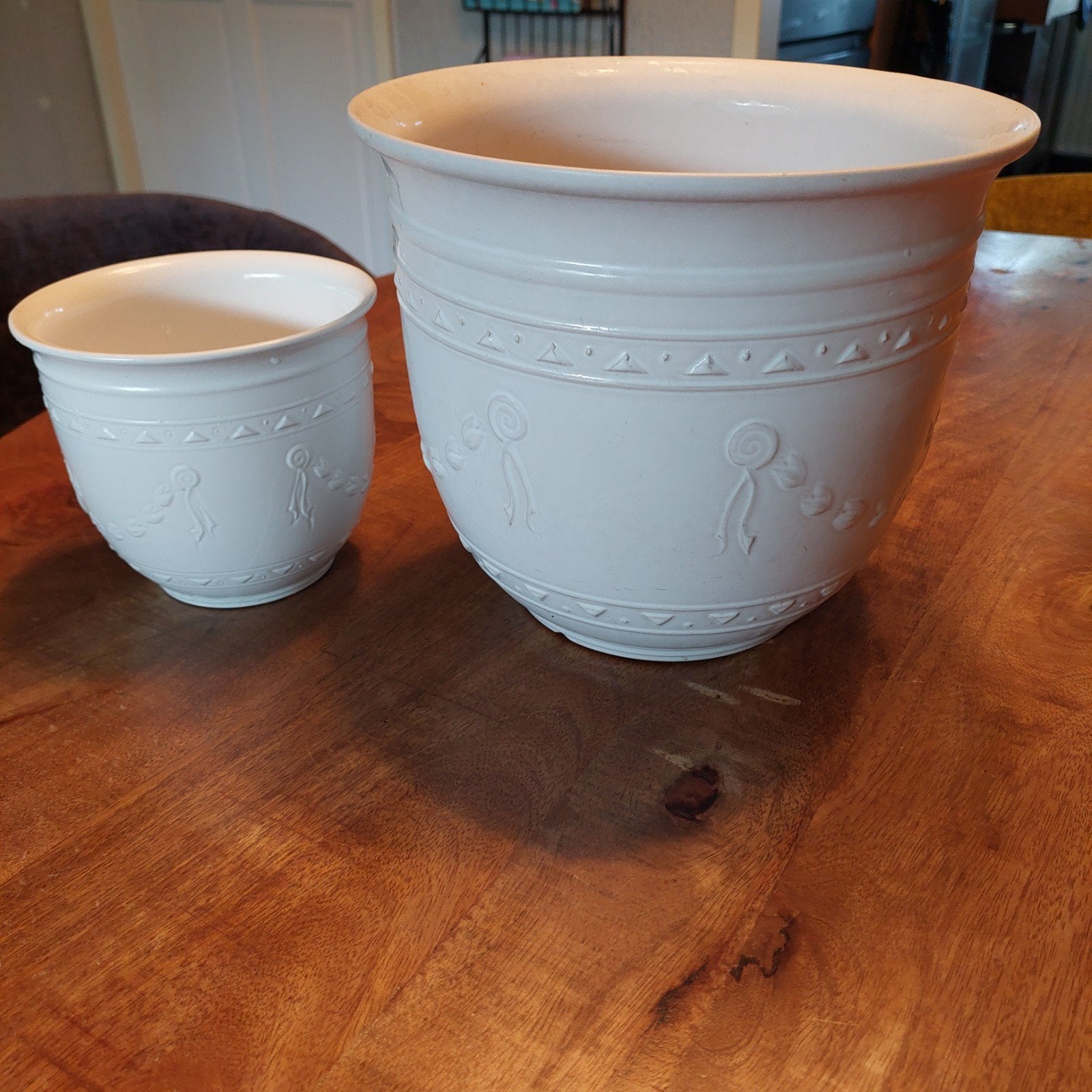 Set van 2 vintage scheurich bloempotten, wit aardewerk, West, 25 tot 40 cm, Gebruikt, Ophalen of Verzenden, Minder dan 40 cm