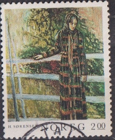Noorwegen 1982 Schilderij van Sorensen, Verzenden, Gestempeld, Dier of Natuur