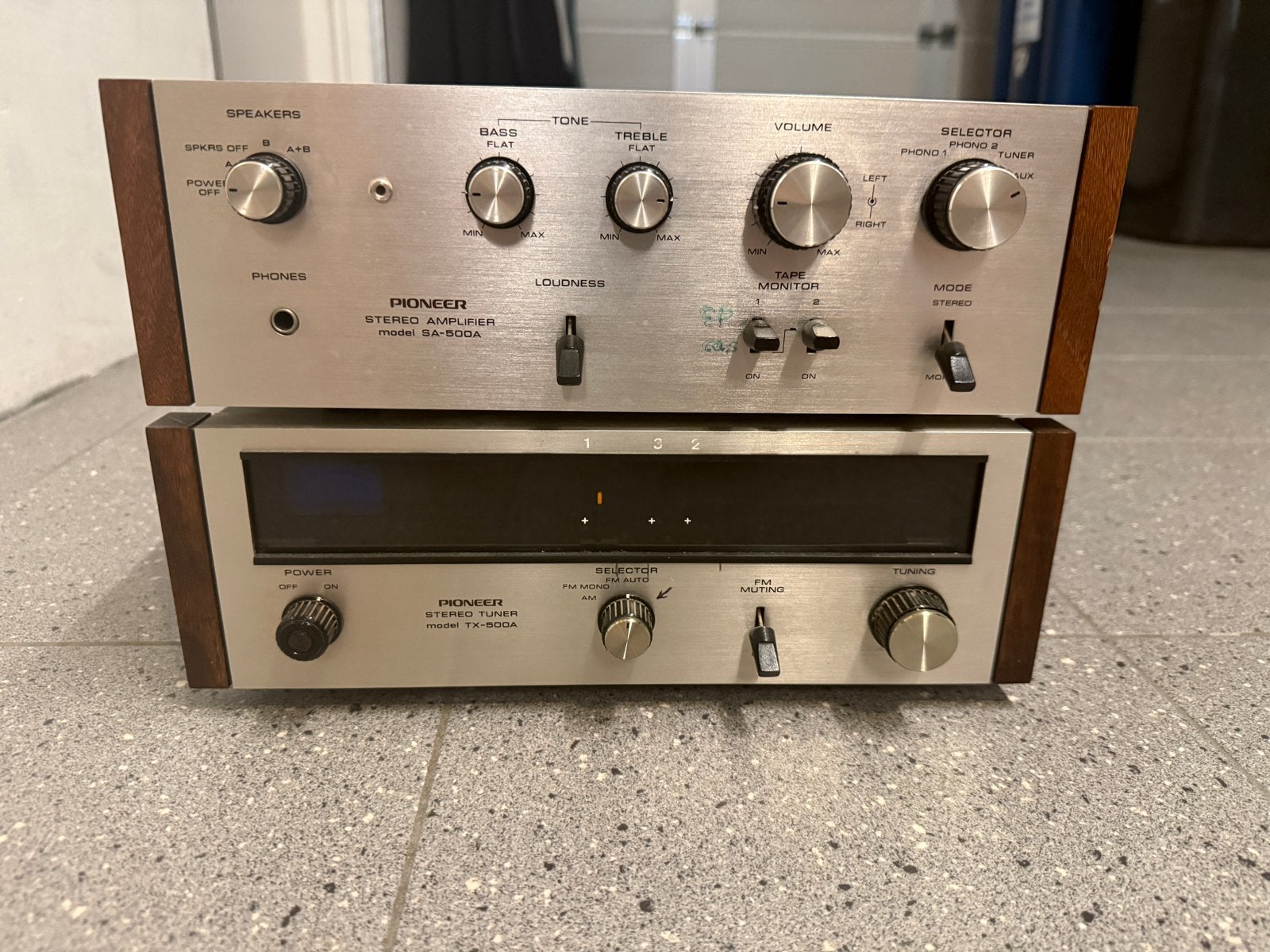 Pioneer SA-500A Versterker en TX-500A Tuner Set, Ophalen, Gebruikt, Tuner of Radio, Losse componenten