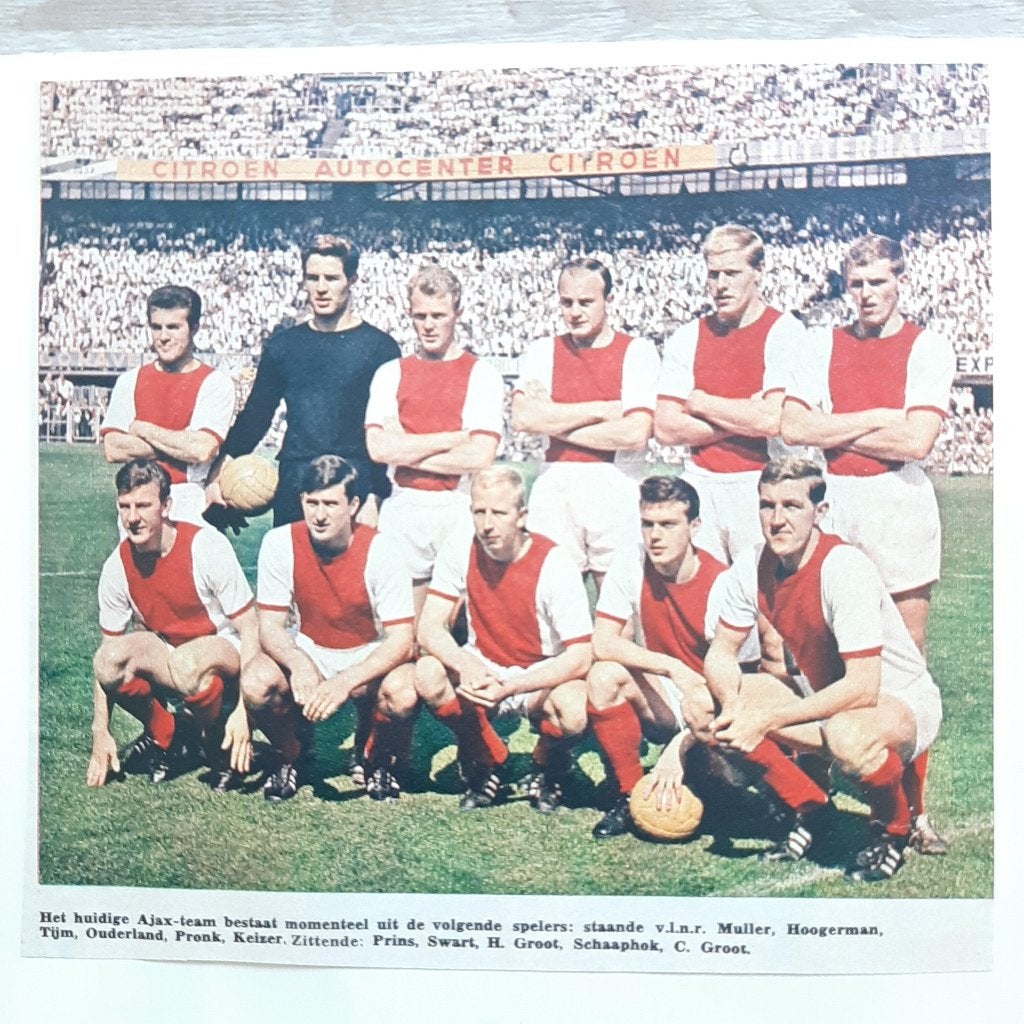 AJAX Eredivisieseizoen 1960-61 elftal & namen actie foto Tym, Verzamelen, Verzenden, Zo goed als nieuw, Ajax, Poster, Plaatje of Sticker
