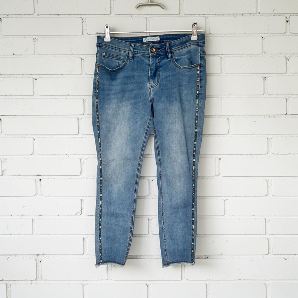 Red Button Jeans Maat 38 Blauw Boho Borduursels Martha, Rv, Zo goed als nieuw, W30 - W32 (confectie 38/40), Rb