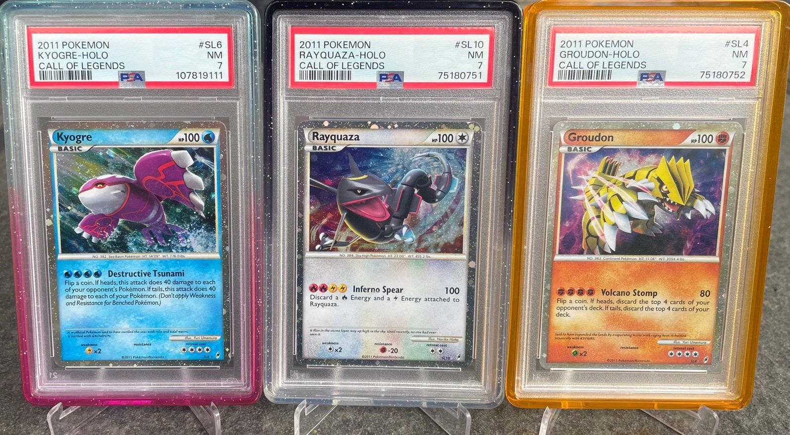 Call of legends Rayquaza, Kyogre en Groudon PSA7, Ophalen of Verzenden, Zo goed als nieuw
