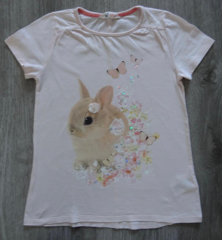 Licht roze t-shirt met schattig konijntje H&M maat 134 140, Kinderen en Baby's, Kinderkleding | Maat 134, Meisje, H&M, Ophalen of Verzenden