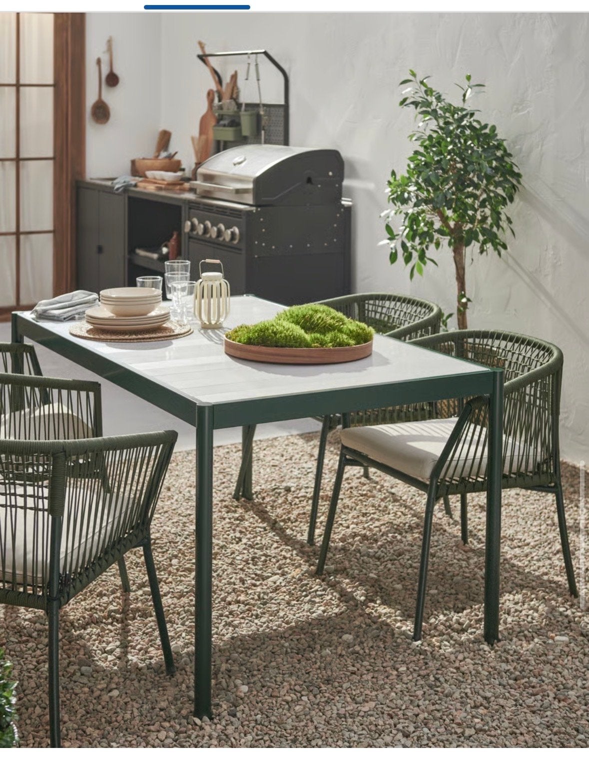 IKEA Segerön tuintafel, donkergroen/lichtgrijs, Ophalen, Gebruikt, Rechthoekig, Metaal