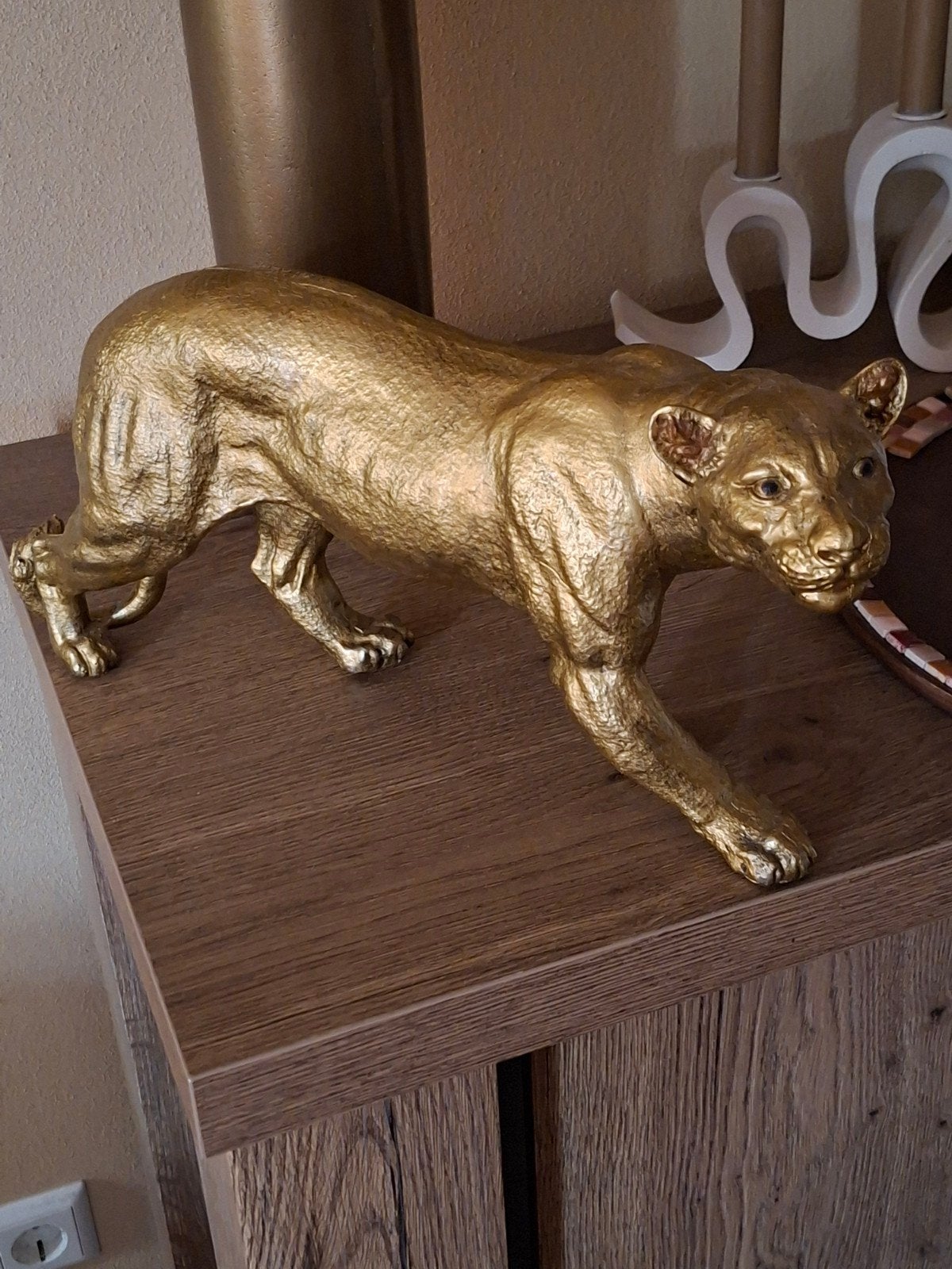 Luipaard/Panter beeld goud, Antiek en Kunst, Ophalen