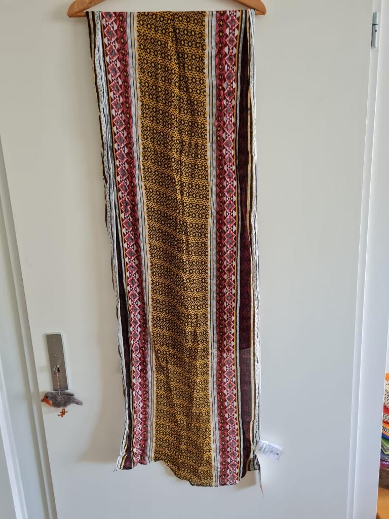 Viscose sjaal met Afrikaanse print, Kleding | Dames, Ophalen of Verzenden, Zo goed als nieuw, Geel, Overige typen