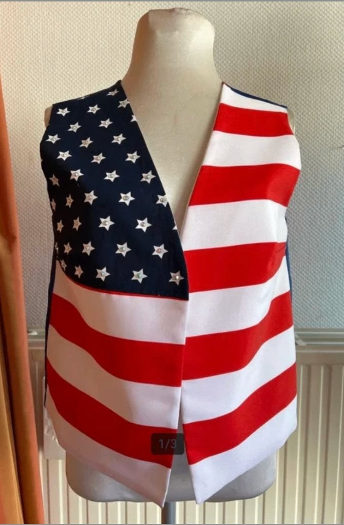 Amerikaanse Vlag Gilet - Maat L, Maat 38/40 (M), Ophalen of Verzenden, Kleding, Overige thema's