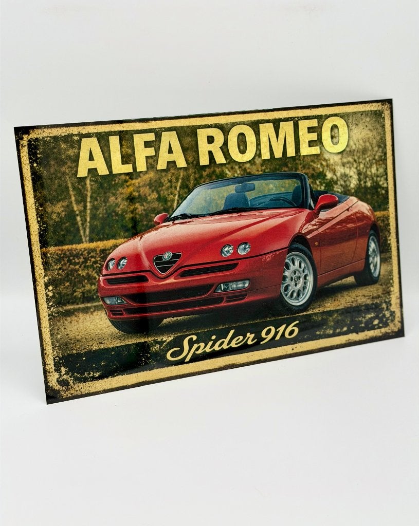 Alfa Romeo 916 spider bord | 20x30cm, Verzamelen, Merken en Reclamevoorwerpen, Verzenden, Nieuw, Reclamebord