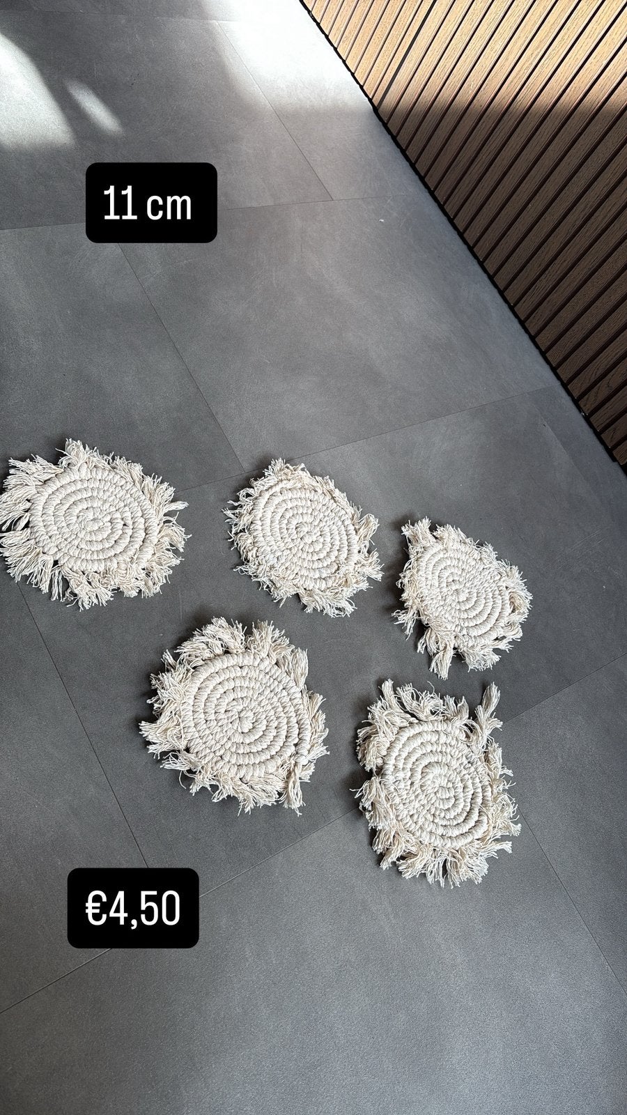 Set 5 gevlochten onderzetters – naturel – 11 cm, ., Ophalen of Verzenden, Zo goed als nieuw, .