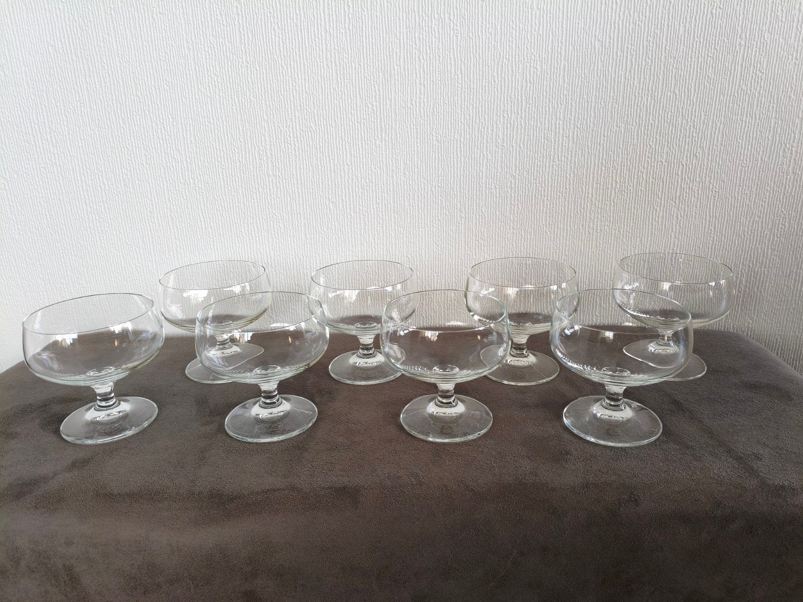 Acht kristallen Schott Zwiesel champagne glazen, Ophalen of Verzenden, Zo goed als nieuw, Overige typen