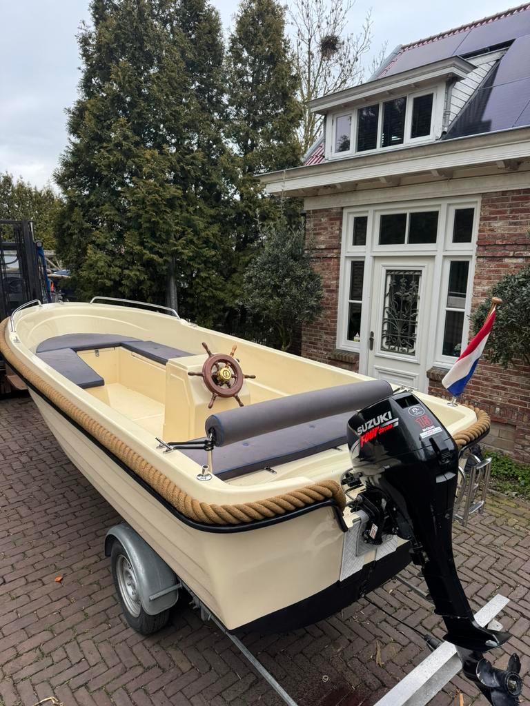 Garda 500 + 15pk Suzuki 4 takt *ZEER NETJES* kussenset afdek, 10 tot 30 pk, Ophalen of Verzenden, Zo goed als nieuw, 3 tot 6 meter