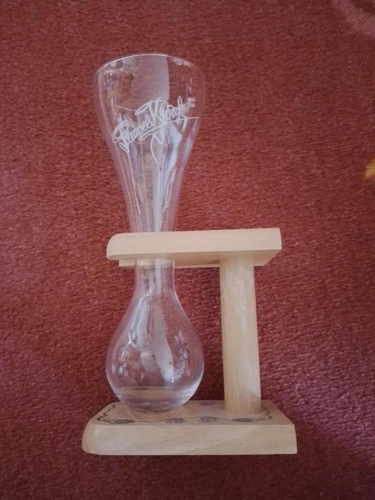 houten standaard van het Pauwels Kwak glas, Ophalen of Verzenden, Gebruikt, Glas of Glazen, Overige merken