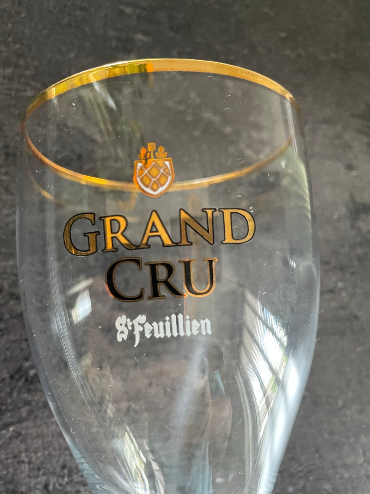 Grand Cru St-Feuillien Bierglas met Gouden Rand, Goud, Ophalen of Verzenden, Zo goed als nieuw, Overige merken