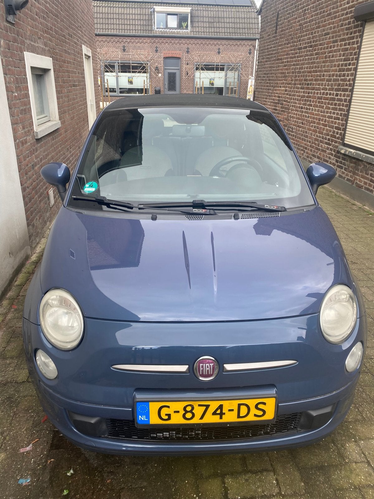 Fiat 500 0.9 Twinair 2012 Blauwe cabrio, Auto's, 31 €/maand, 24 km/l, Handgeschakeld, Particulier