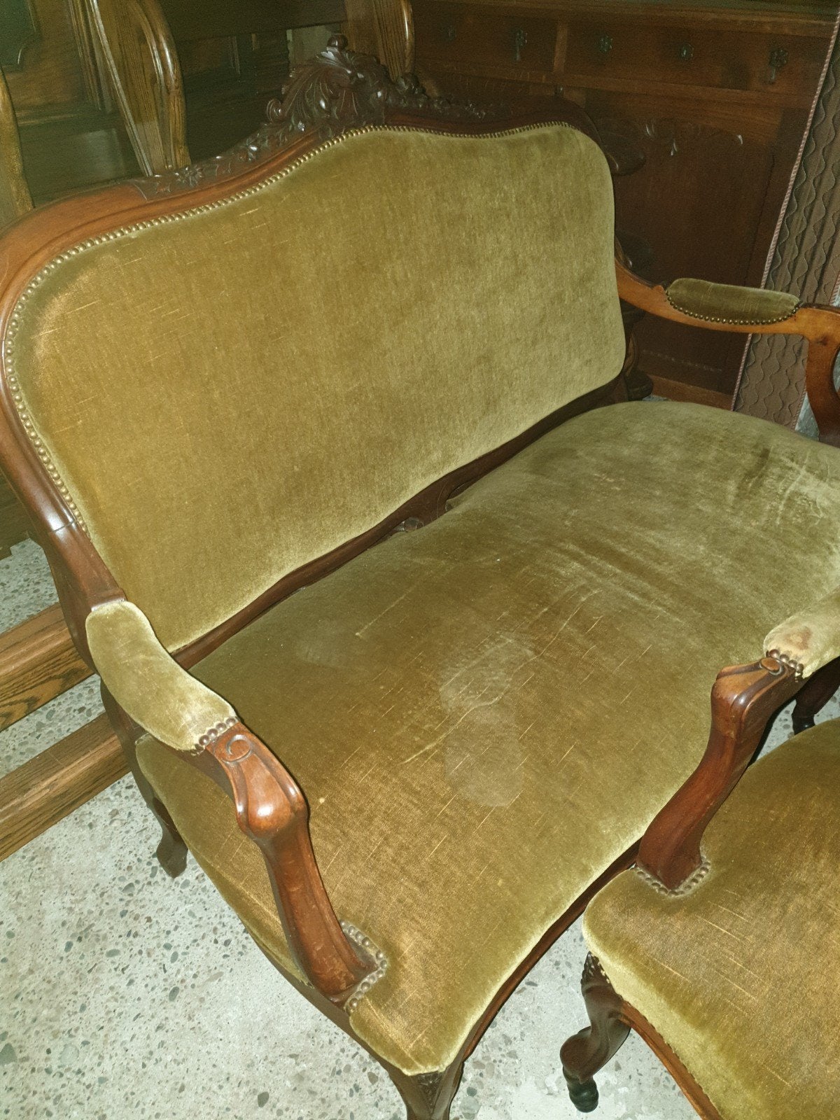 Lodewijk XVI bankstel met twee fauteuils en een bank, Ophalen