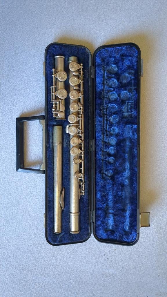 Vintage Dynamic Dwarsfluit met Koffer, Muziek en Instrumenten, Ophalen of Verzenden, Gebruikt, Dwarsfluit, Met koffer of tas
