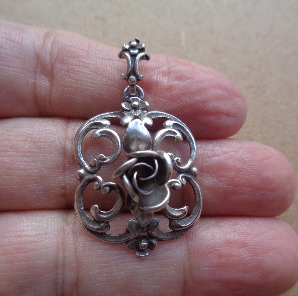 zilveren TEKA hanger met roos [508], Verzenden, Zo goed als nieuw, Zilver, Zilver
