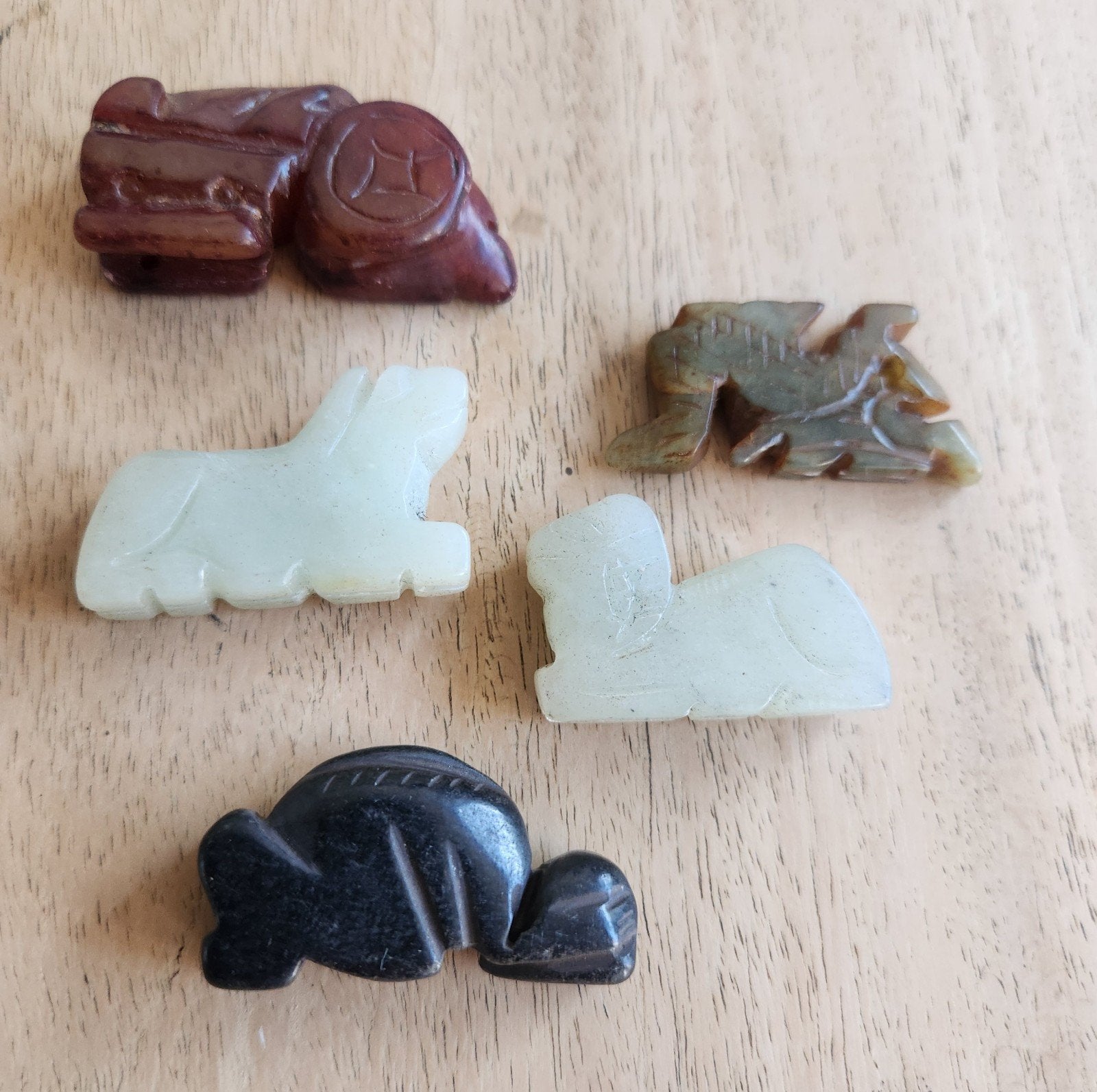 5x Antieke Chinese jade - ca. Qing-Dynasty, Antiek en Kunst, Ophalen of Verzenden