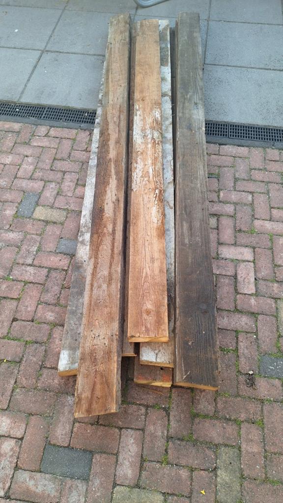 Houten balken 12x5 cm, diverse lengtes, Ophalen, Gebruikt, Balk, Overige houtsoorten