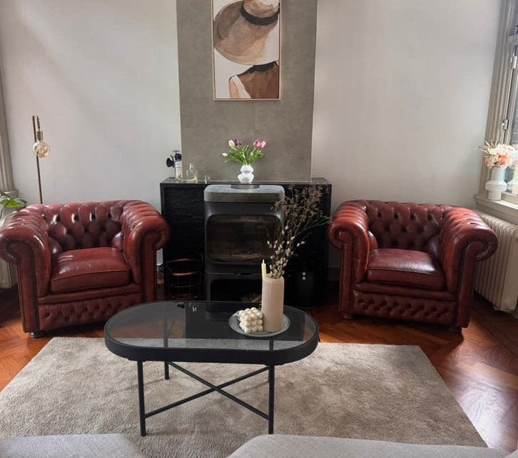 Vintage Chesterfield fauteuils - 300,- ps 500,- samen, Huis en Inrichting, Fauteuils, Ophalen, Gebruikt, Leer, 75 tot 100 cm