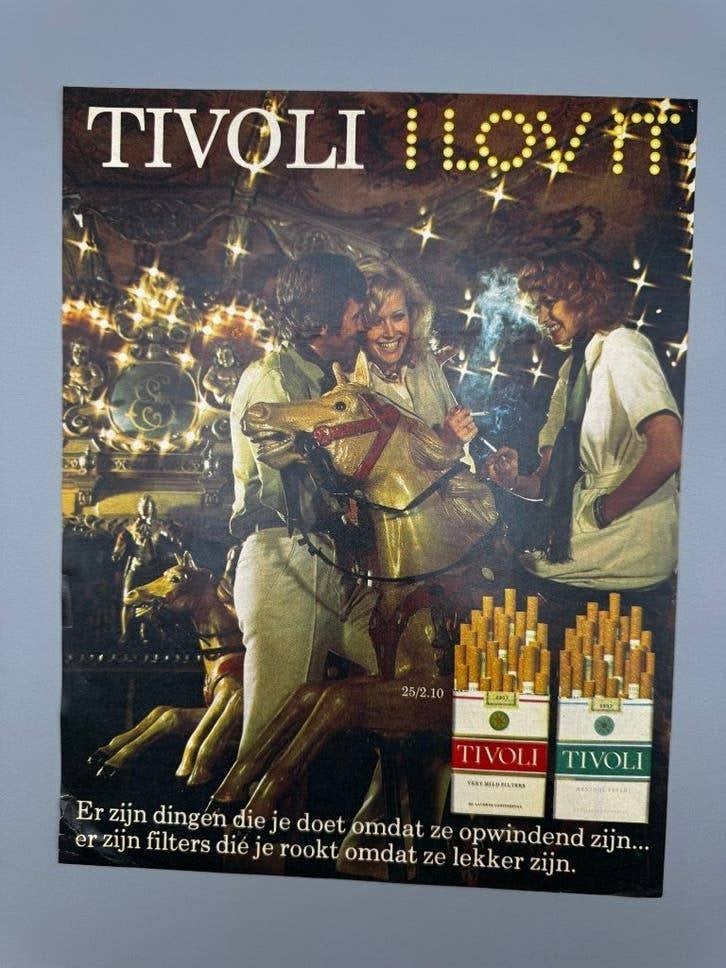 Vintage reclame Tivoli sigaretten, I love it carrousel, Verzamelen, Verzenden, Gebruikt, Overige typen