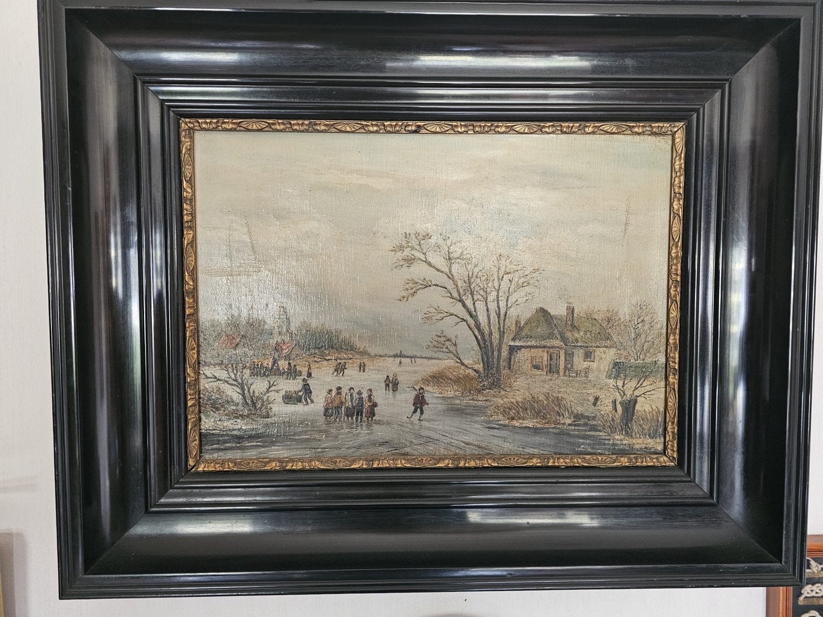 Oud Hollands Winterlandschap met Schaatsers, Ophalen, Doek, Oud hollands, Landschap