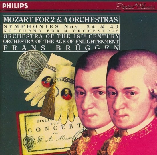 MOZART Symphonies nos. 34 & 40 CD BRUGGEN PHILIPS OLD ZGAN, Cd's en Dvd's, Ophalen of Verzenden, Classicisme, Zo goed als nieuw