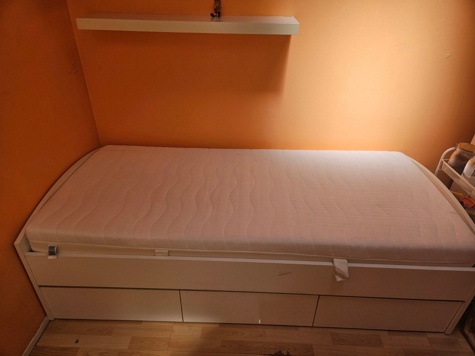 MOET WEG - Eenpersoonsbed met lades en matras, Ophalen, Gebruikt, 90 cm, Eenpersoons