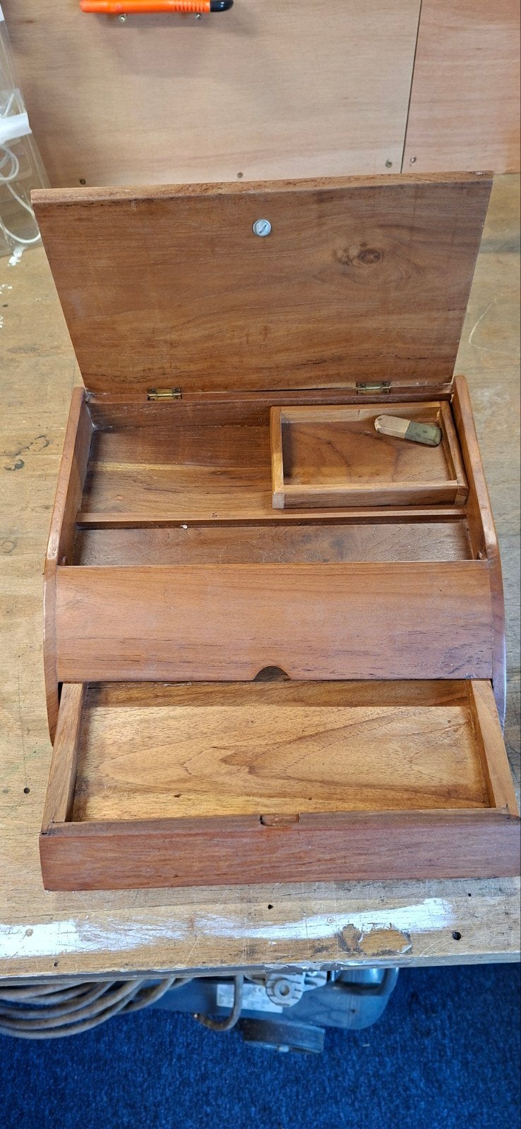 Antieke houten bureau-organizer met lade, Antiek en Kunst, Ophalen of Verzenden