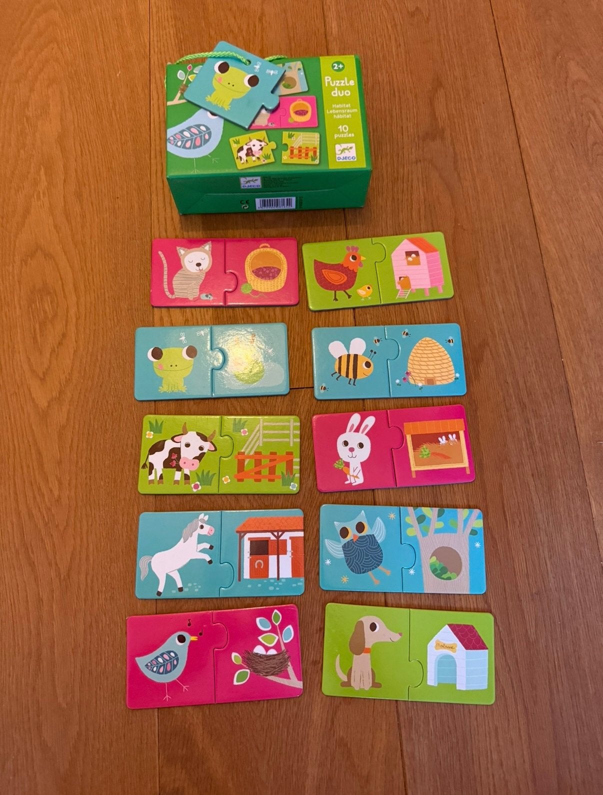 Djeco puzzel duo, Ophalen, 10 tot 50 stukjes, Zo goed als nieuw, 6 maanden tot 2 jaar