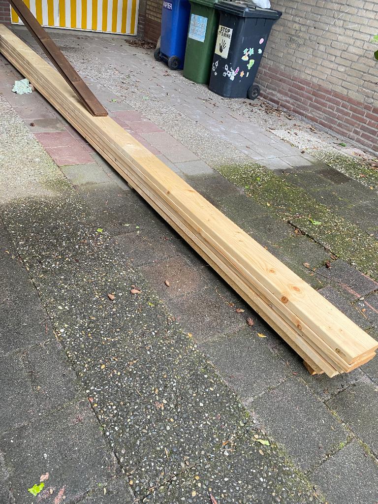 Balken 38x184mm 6m lang 6 stuks 3 weken oud, Doe-het-zelf en Verbouw, Hout en Planken, Ophalen, 25 tot 50 mm, Zo goed als nieuw
