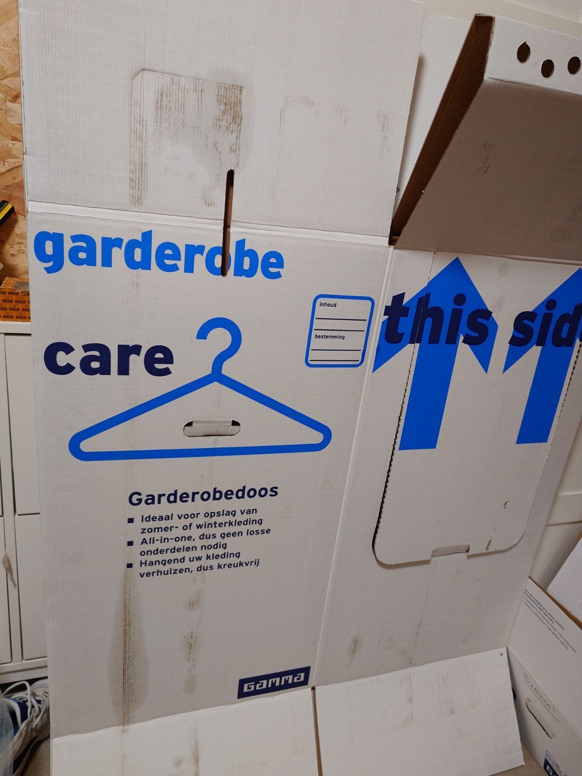 GAMMA Garderobedoos Karton Wit 90x50x50 cm, Ophalen, 40 tot 60 cm, 75 tot 100 cm, 50 cm of meer