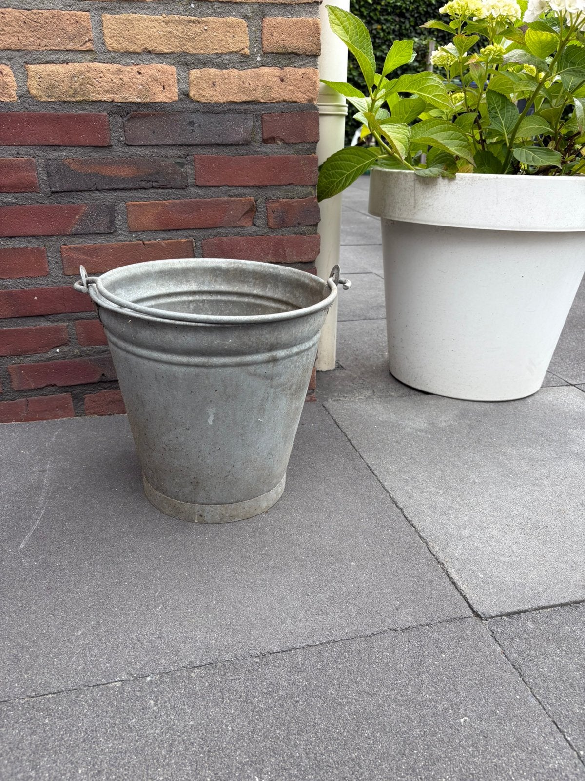 Zinken emmer, Tuin en Terras, Bloembakken en Plantenbakken, Ophalen, Gebruikt, Rond, Overige materialen