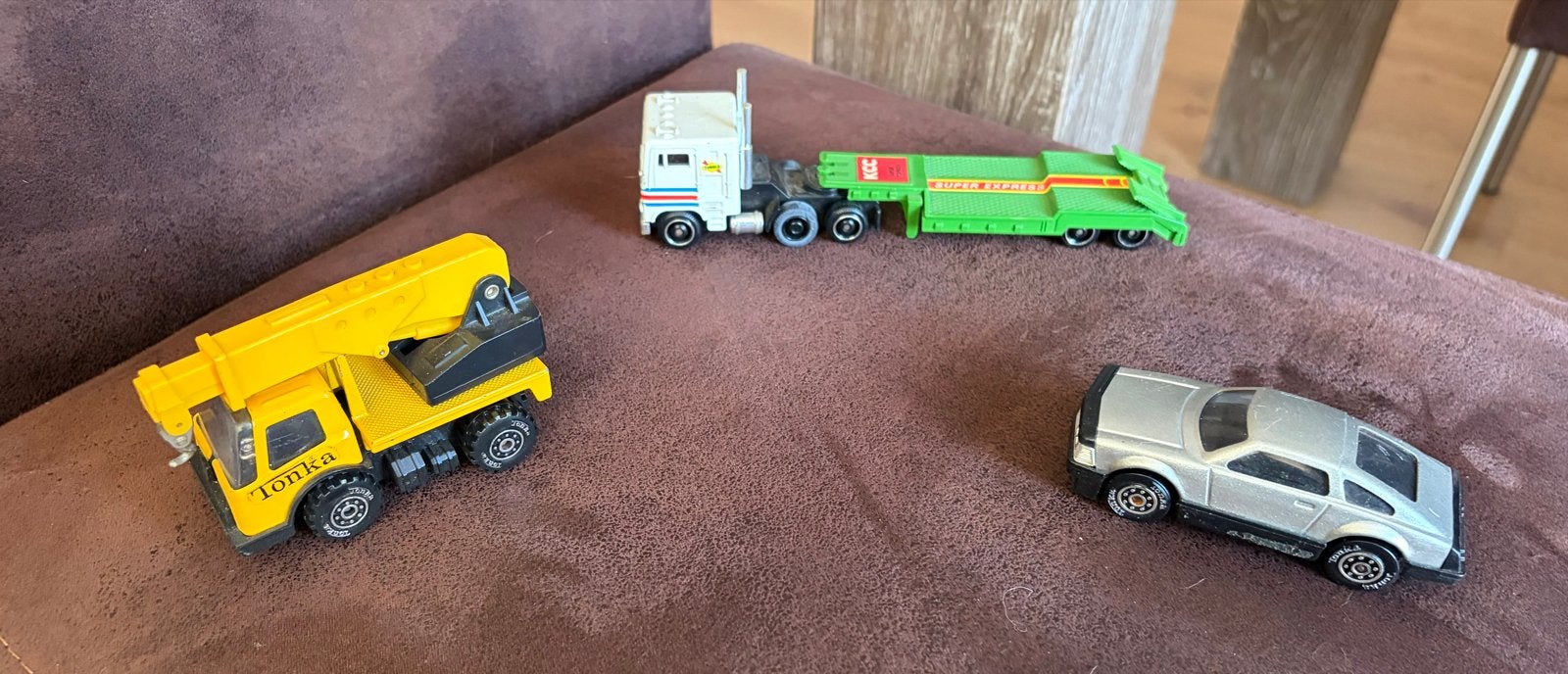 Tonka speelgoedvoertuigen: kraanwagen, vrachtwagen en auto, Ophalen of Verzenden, Gebruikt