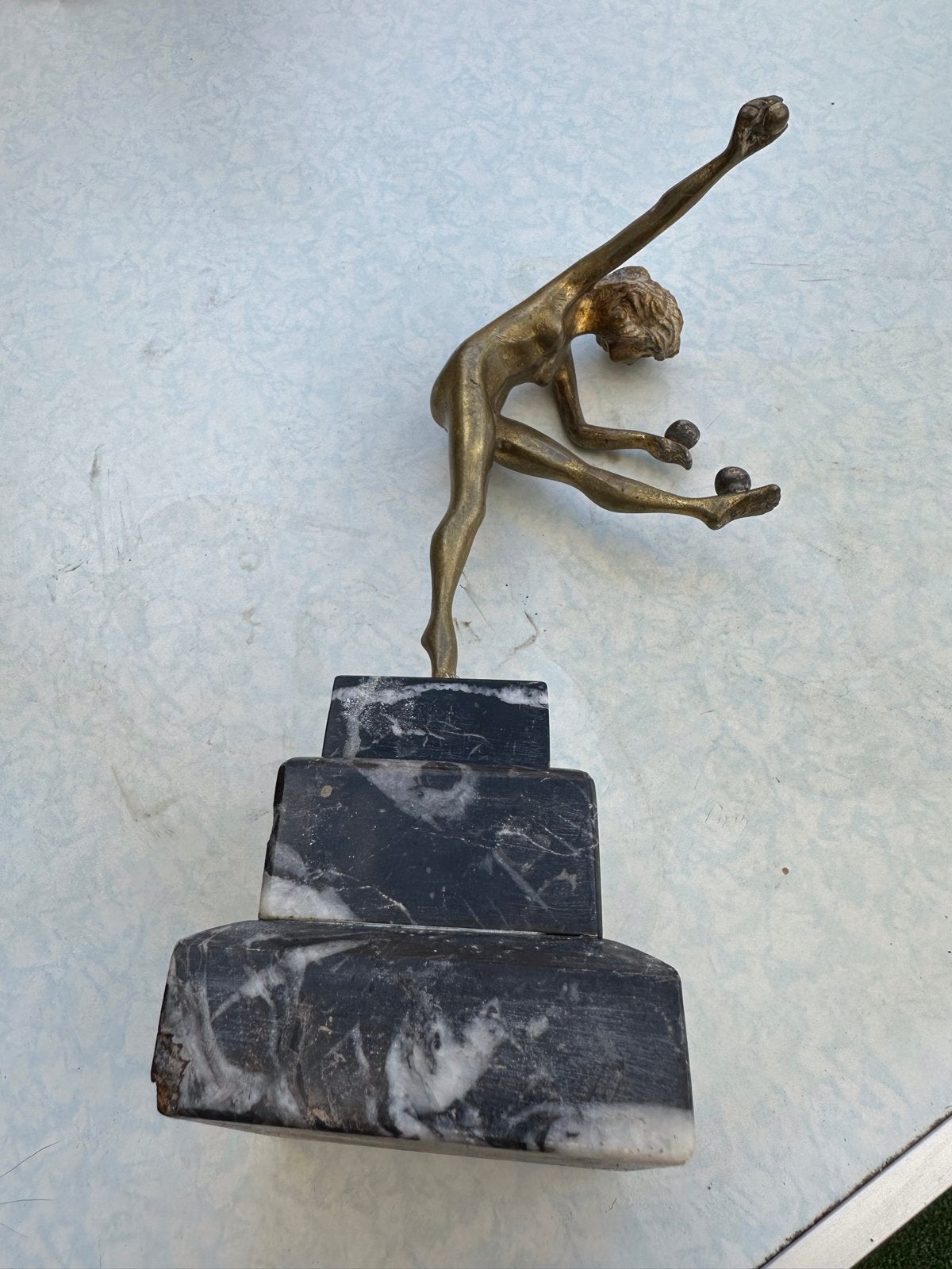 Bronzen beeld 'La Jongleuse' door Claire Jeanne Roberte Coli, Ophalen, Art deco, Brons, Beeld